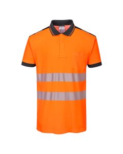 Portwest T180 PW3 Hi-Vis Cotton Comfort Polo Shirt S/S  - (Orange/Black)