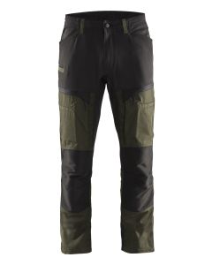 Blaklader 1456 Stretch Service Trousers - 65% Polyester/35% Cotton (Dark Olive Green/Black)