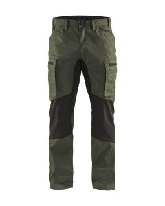 Blaklader 1459 Stretch Service Trousers - 65% Polyester/35% Cotton (Army Green/Black)