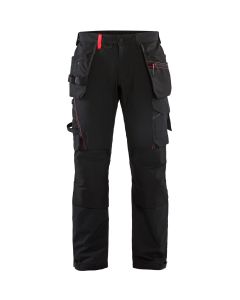 Blaklader 1522 4-Way Stretch Craftsman Work Trousers (Black / Red)