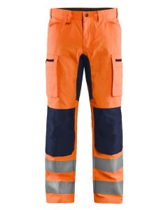 Blaklader 1585 Hi Vis Work Trousers with Stretch - Rail Spec (Hi Vis Orange / Navy)