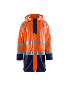 Blaklader 4324 Rain Jacket High Vis Level 1 - Waterproof, Windproof (Orange/Navy Blue)