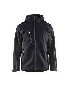 Blaklader 4753 Softshell Jacket With Hood - Windproof, Water Repellent (Black/Dark Grey)