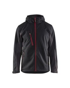 Blaklader 4753 Softshell Jacket With Hood - Windproof, Water Repellent (Black/Red)