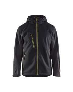 Blaklader 4753 Softshell Jacket With Hood - Windproof, Water Repellent (Black/Yellow)