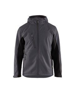 Blaklader 4753 Softshell Jacket With Hood - Windproof, Water Repellent (Mid Grey/Black)