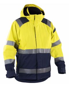 Blaklader 4987 Hi Vis Waterproof Shell Jacket (Yellow/Navy Blue)