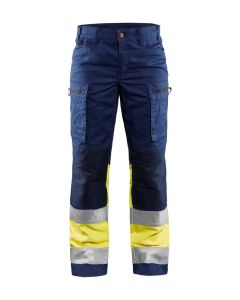 Blaklader 7161 Ladies High Vis Trouser with Stretch (Navy Blue/Yellow)