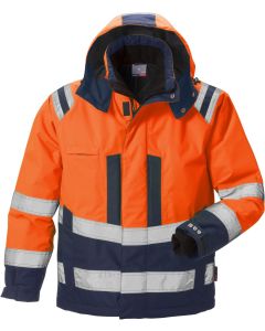 Fristads High Vis Airtech Winter Jacket CL 3 4035 GTT - Waterproof, Windproof, Breathable, Quilted (Hi Vis Orange/Navy)