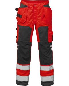 Fristads High Vis Craftsman Trousers CL 2 2025 PLU - Water Repellent (Hi Vis Red/Black)