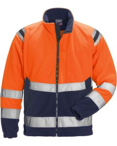 Fristads High Vis Fleece Jacket CL 3 4041 FE - Waterproof, Windproof, Breathable (Hi Vis Orange/Navy)