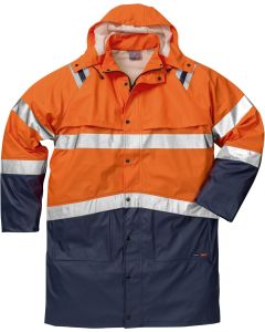 Fristads High Vis Rain Coat CL 3 4634 RS - Waterproof, Stretch, Ventilated (Hi Vis Orange/Navy)