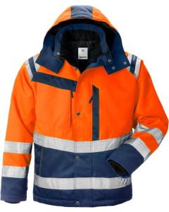 Fristads High Vis Winter Jacket CL 3 4043 PP - Quilt Lined, Water Repellent (Hi Vis Orange/Navy)