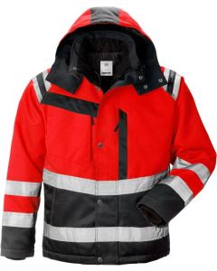 Fristads High Vis Winter Jacket CL 3 4043 PP - Quilt Lined, Water Repellent (Hi Vis Red/Black)