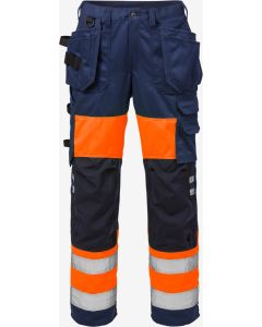 Fristads High Vis Craftsman Trousers Woman CL 1 2129 PLU - Water Repellent (Hi Vis Orange/Navy)