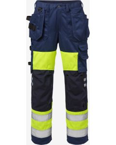 Fristads High Vis Craftsman Trousers Woman CL 1 2129 PLU - Water Repellent (Hi Vis Yellow/Navy)