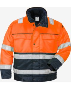Fristads High Vis Winter Jacket CL 3 444 PP - Fleece Lined, Water Repellent (Hi Vis Orange/Navy)