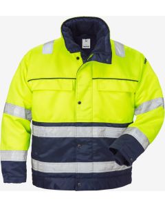 Fristads High Vis Winter Jacket CL 3 444 PP - Fleece Lined, Water Repellent (Hi Vis Yellow/Navy)