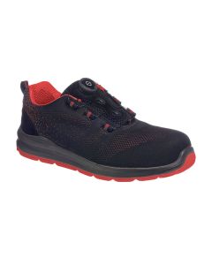 Portwest FT08 Compositelite Wire Lace Safety Trainer Knit S1P (Black / Red)