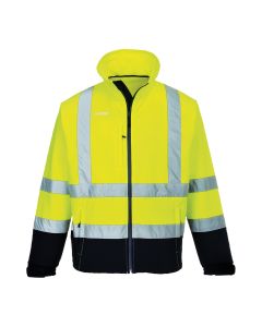 Portwest S425 Hi-Vis Contrast Softshell Jacket (3L) - Windproof (Yellow)