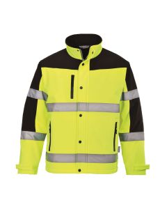 Portwest S429 Hi-Vis Contrast Softshell Jacket (Yellow)