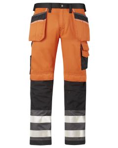 Snickers 3233 High-Vis Holster Pocket Trousers, Class 2 (High Vis Orange / Muted Black)