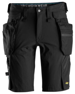 Snickers 6108 LiteWork Shorts+ with Detachable Holster Pockets (Black/Black)
