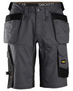Snickers 6151 AllroundWork Stretch Loose Fit Work Shorts Holster Pockets (Steel Grey/Black)