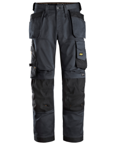 Snickers 6251 AllroundWork Stretch Loose fit Work Trousers Holster Pockets (Steel Grey/Black)