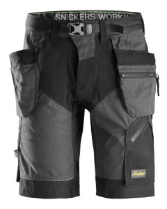 Snickers 6904 FlexiWork Work Shorts+ Holster Pockets (Steel Grey/Black)