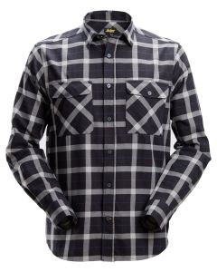 Snickers 8516 AllroundWork Flannel Checked Long Sleeve Shirt (Black/Grey)