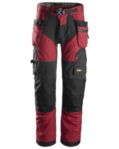 Snickers FlexiWork 6902 Work Trousers with Holster Pockets (Chili Red/Black)