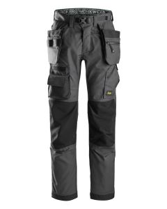 Snickers FlexiWork 6923 Floorlayer Work Trousers with Holster Pockets (Steel Grey / Black)