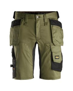 Snickers 6141 AllroundWork Stretch Shorts Holster Pockets (Khaki Green/Black)