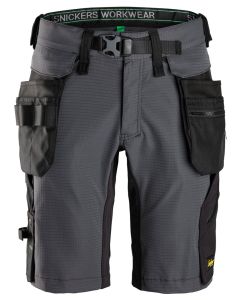 Snickers 6172 FlexiWork Shorts Detachable Holster Pockets (Steel Grey / Black)