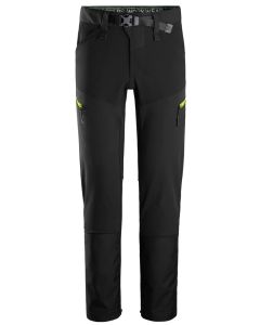 Snickers 6948 FlexiWork Softshell Stretch Trousers (Black / Neon Yellow)