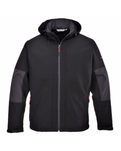 Portwest TK53 Softshell Jacket with Hood - Water Resistant, Windproof (Black)