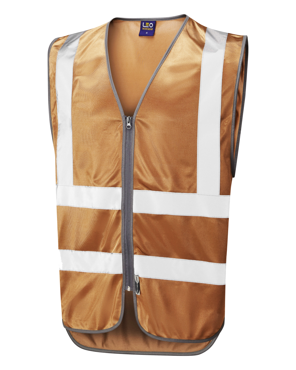 Leo Workwear COMMODORE Reflective Zip Waistcoat Bronze