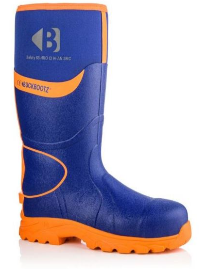 Buckboots BBZ8000BLOR Neoprene Safety Wellies Blue Orange Buckler Wellington Boots TuffShop