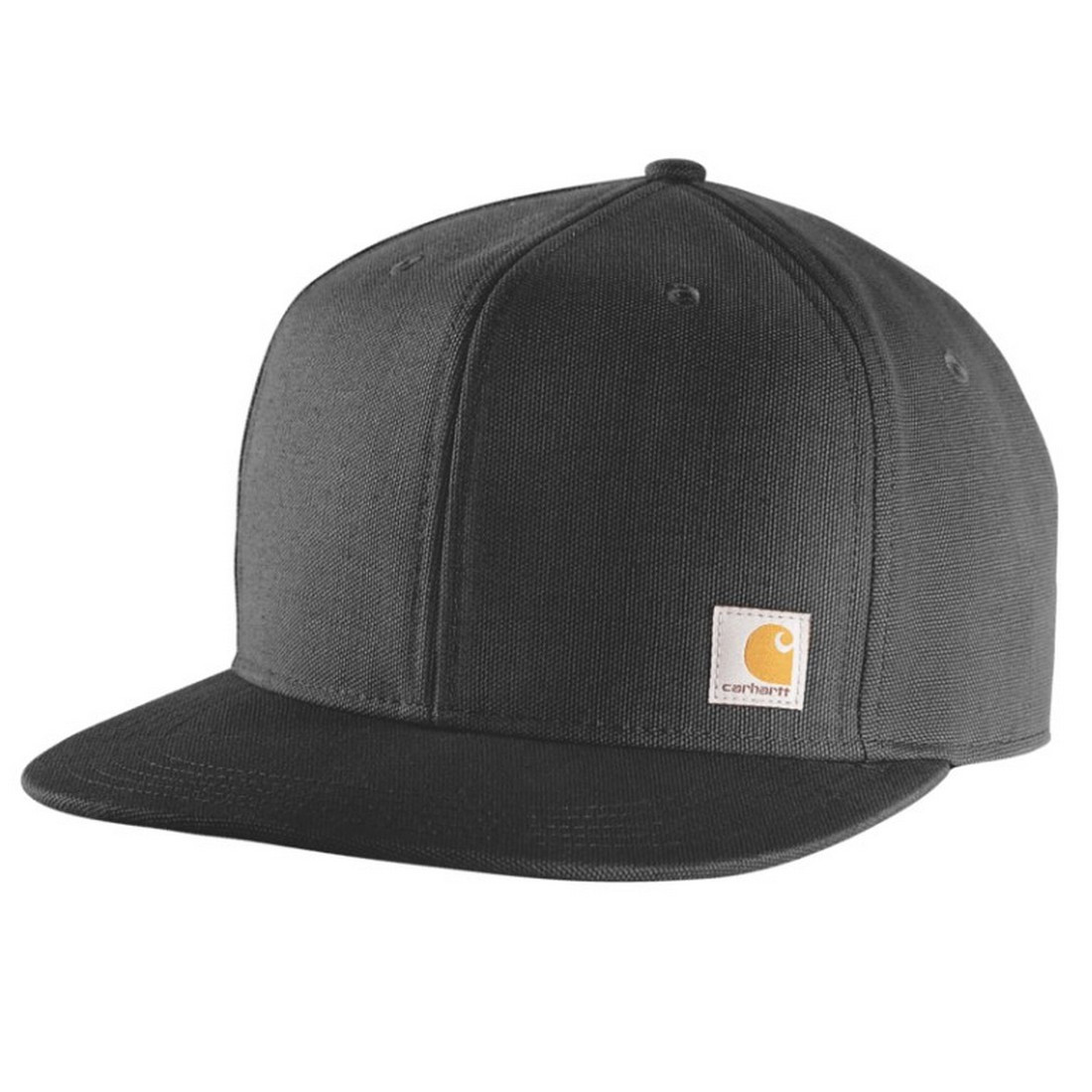 Carhartt 106665 AH6665 Firm Duck Flat Brim Cap (Black)
