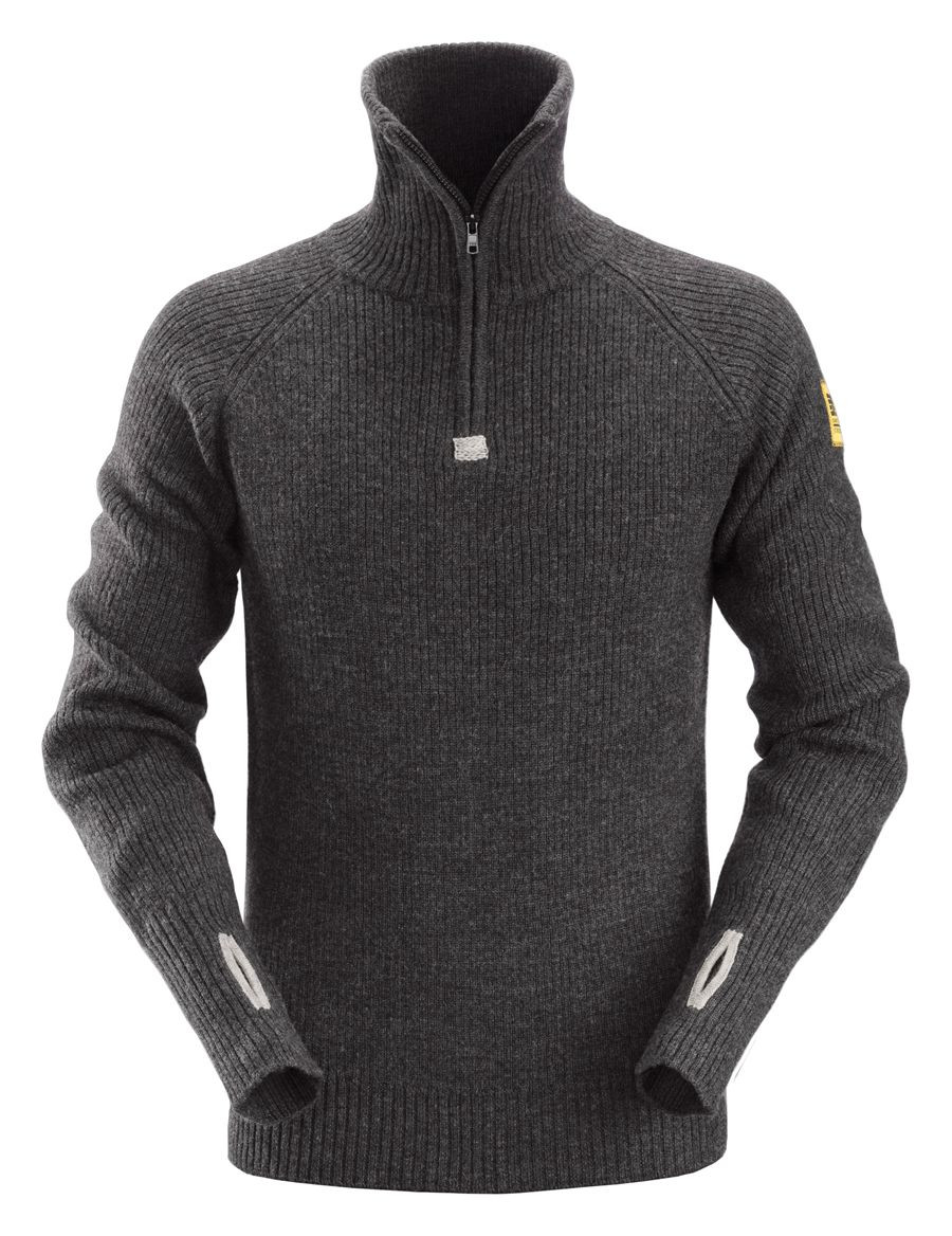 Snickers 2905 AllroundWork Zip Neck Wool Sweater Anthracite Grey 