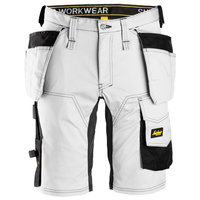 Snickers 6141 AllroundWork Stretch Shorts Holster Pockets White Black TuffShop