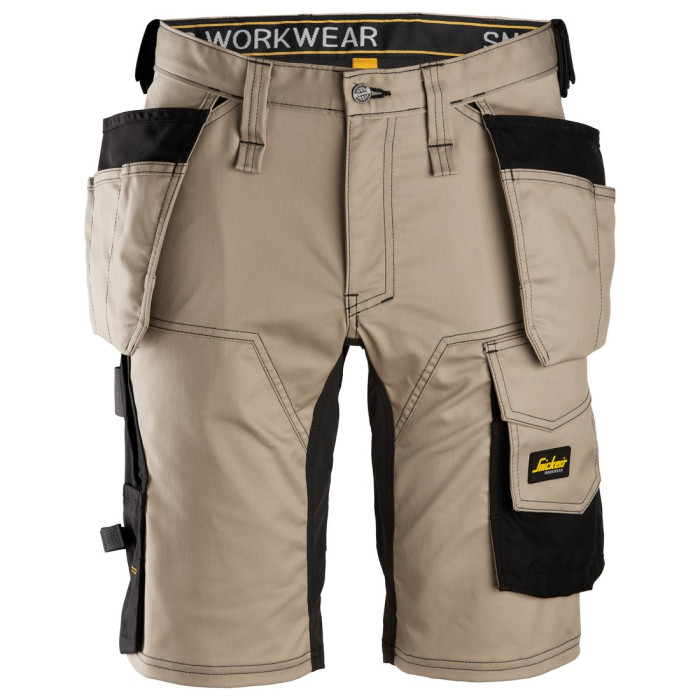 Snickers 6141 AllroundWork Stretch Shorts Holster Pockets (Khaki