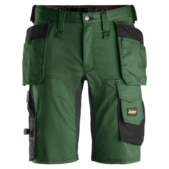 Snickers 6141 AllroundWork Stretch Shorts Holster Pockets Forest Green Black