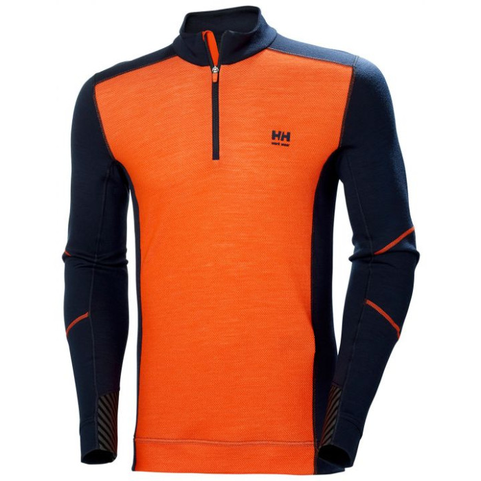 Helly Hansen 75107 Lifa Merino Half Zip Sweatshirt Navy Dark Orange