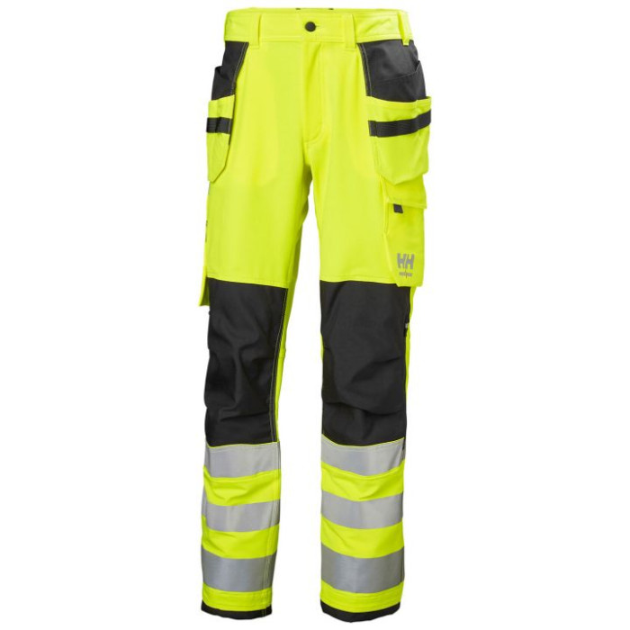 Helly Hansen 77428 Alna 4X Construction Trousers CL2 Hi Vis Yellow Ebony