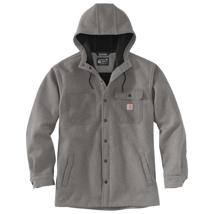 Carhartt 105022 Wind Rain Bonded Hooded Shirt Jacket Black Heather