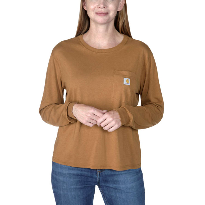 Carhartt 106121 Women's Lightweight Long Sleeve Pocket T-Shirt - Brown