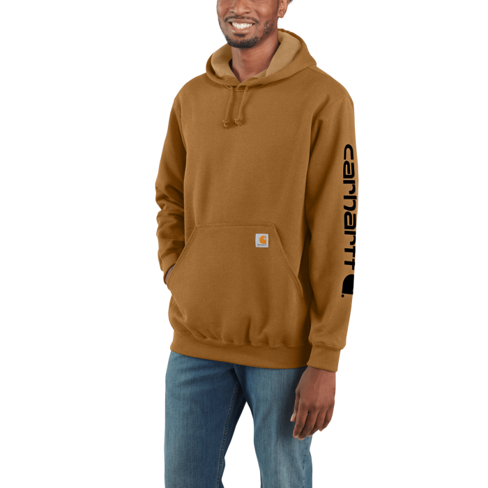 Carhartt K288 Sleeve Logo Hoodie Sweatshirt Men s Carhartt Brown