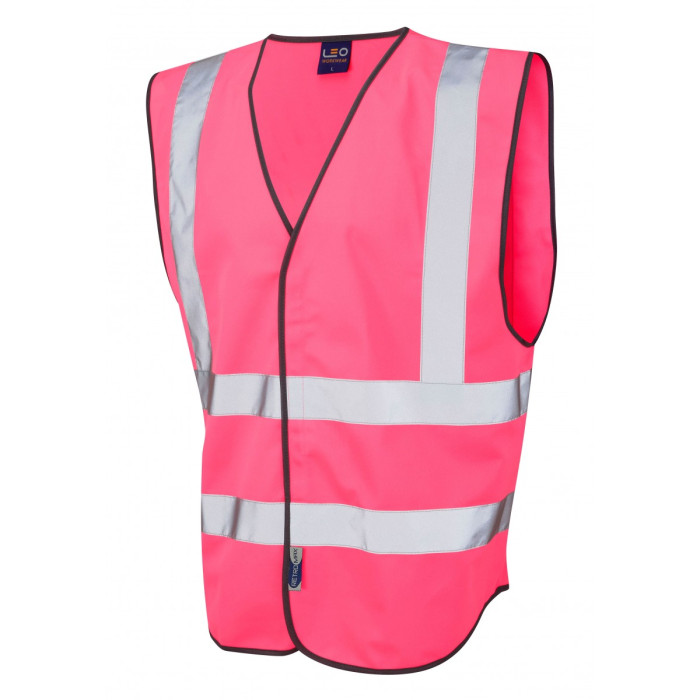 Leo Workwear PILTON Coloured Reflective Waistcoat Pink